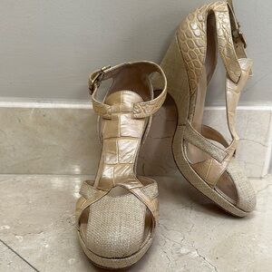 Versace vintage tan heels. Size 38 1/2.​​​​​​​